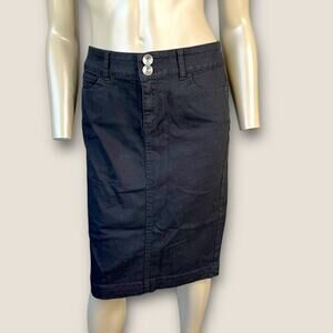 DKNY Jeans Petites Zip Up Stretchy Pencil Jean Skirt Size 10P Black